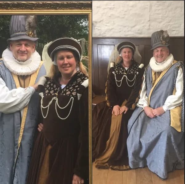 Paul Mills (left) and his wife at Hole Farm — image from the public Milking Parlour Hole Facebook page