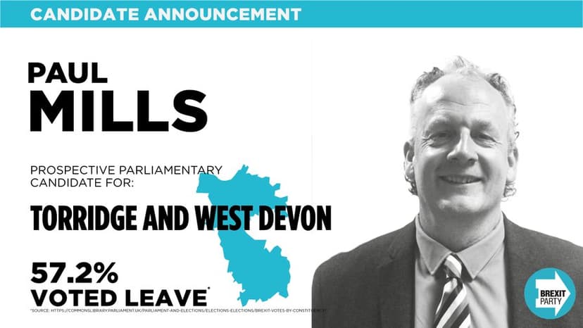 Paul Mills as Brexit Party prospective parliamentary candidate, 2019