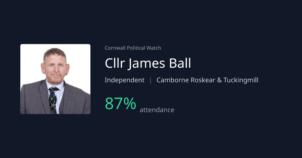 Cllr James Ball — Attendance, Votes & Activity | Cornwall Political Watch