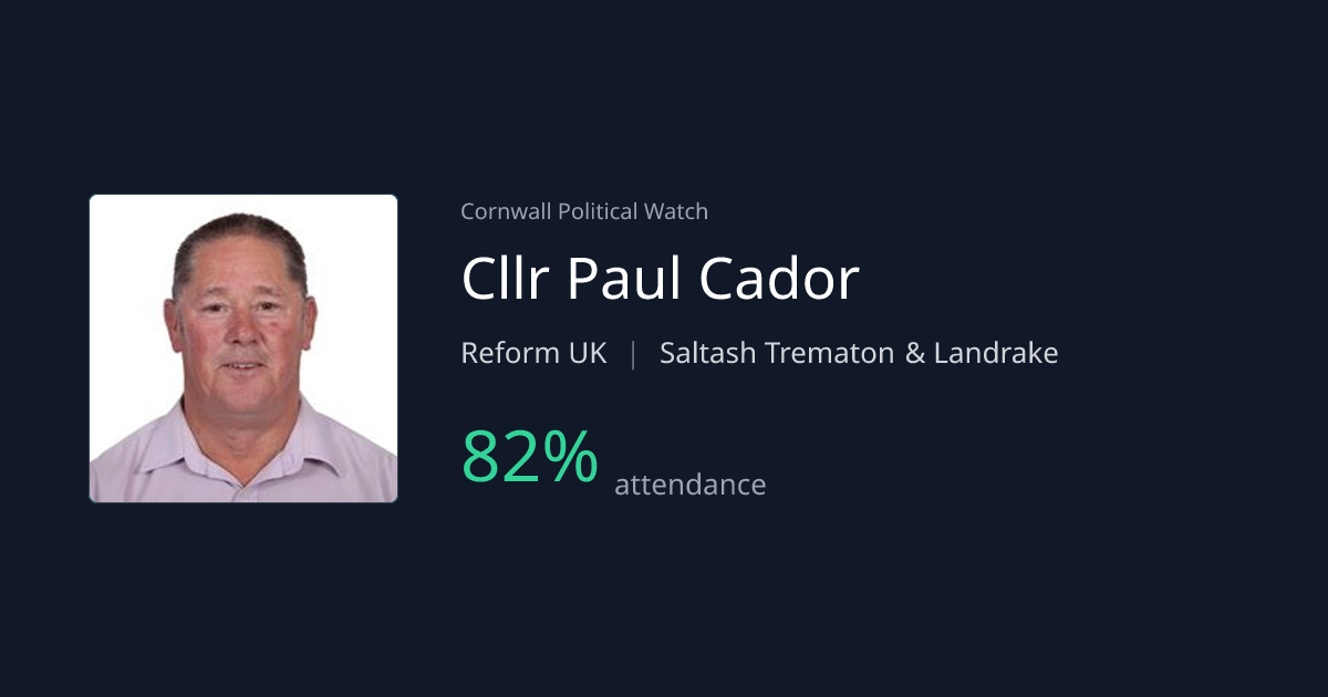 Cllr Paul Cador — Attendance, Votes & Activity | Cornwall Political Watch