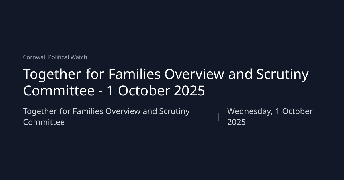 Together for Families Overview and Scrutiny Committee — 2025-10-01